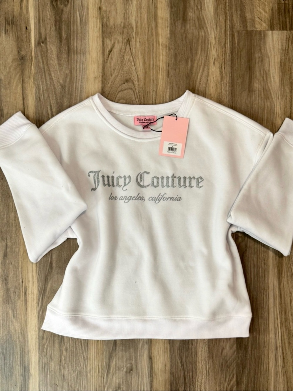 Juicy Couture White Crewneck Sweatshirt with Silver Logo Script